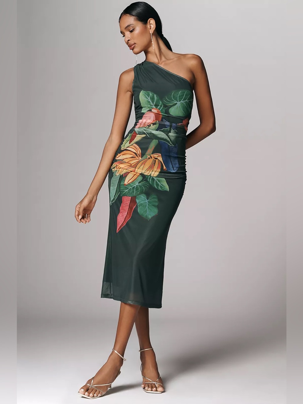 Anthropologie Farm Rio x Anthropologie One-Shoulder Midi Dress